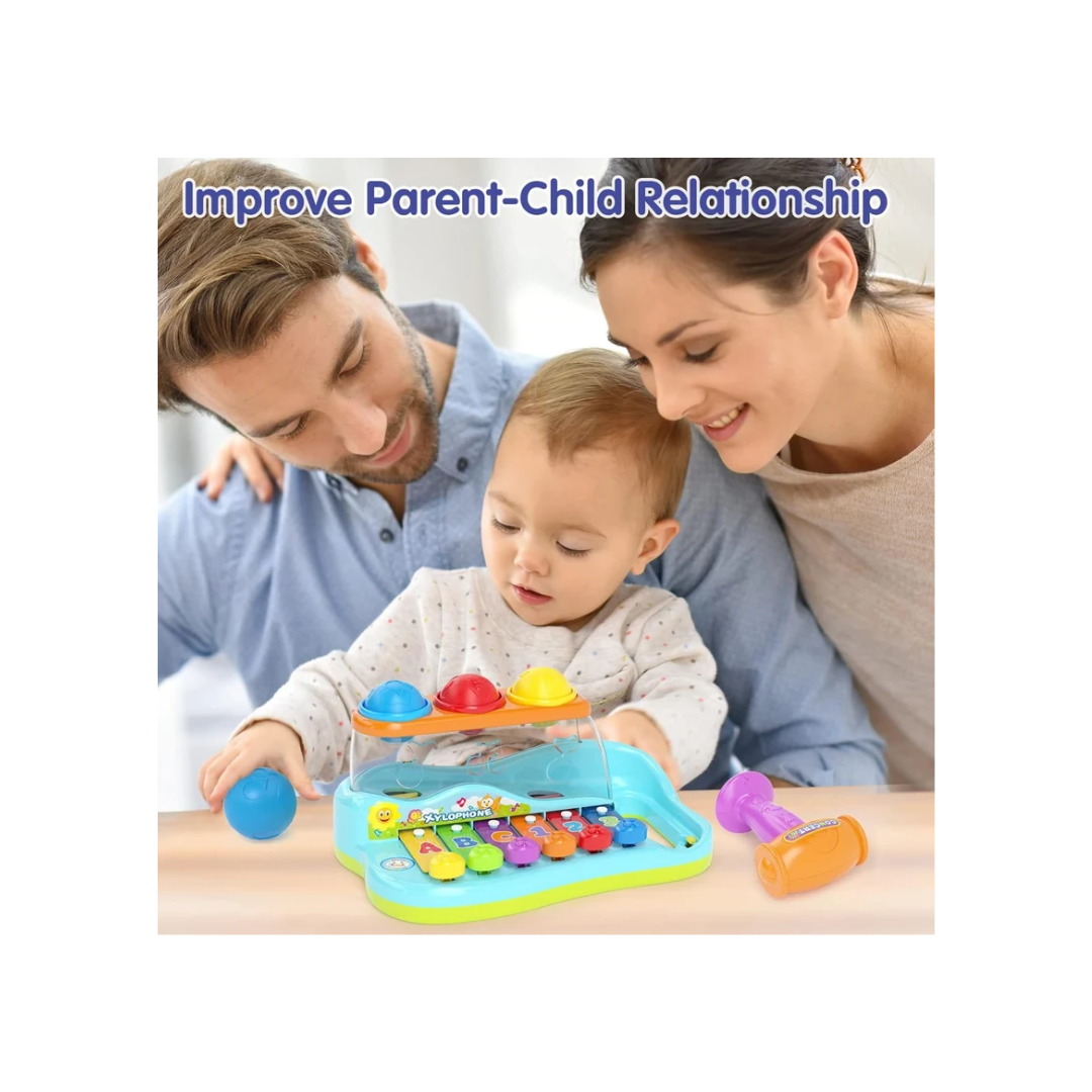 Hola 3-in-1 Pop & Play Music Center Rainbow Xylophone with Pounding Toy