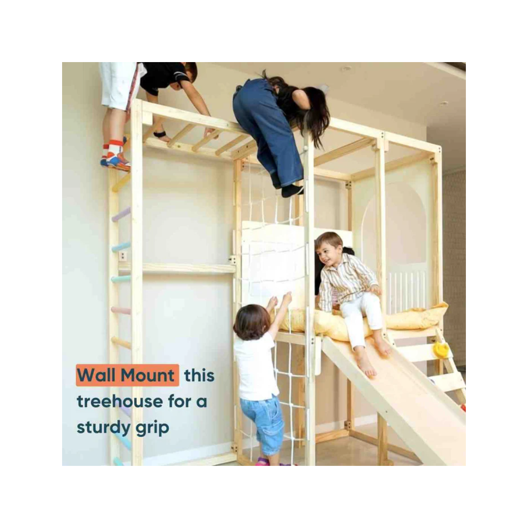 Curious Cub Wooden Playloft + Jungle Gym