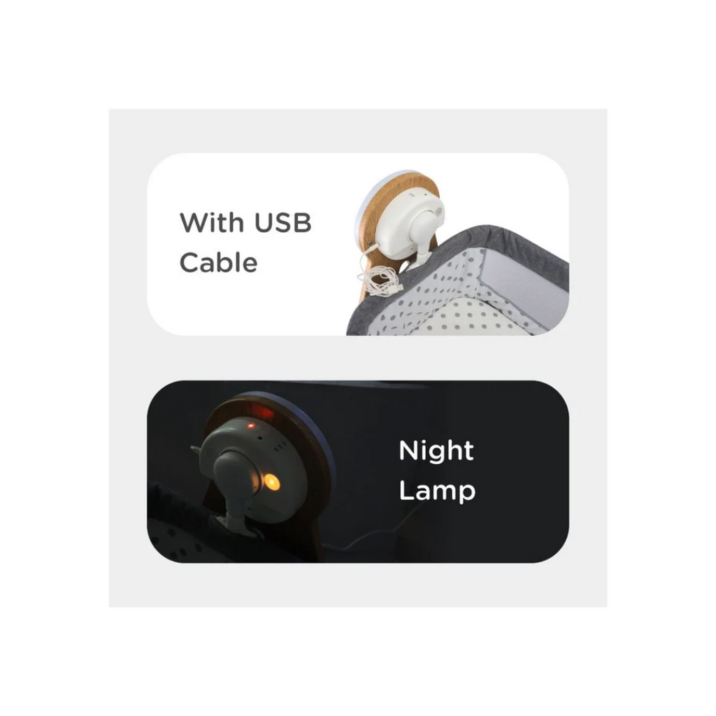 R for Rabbit Lullabies Woodsy Baby Cradle - Electric Cradle for Babies Grey