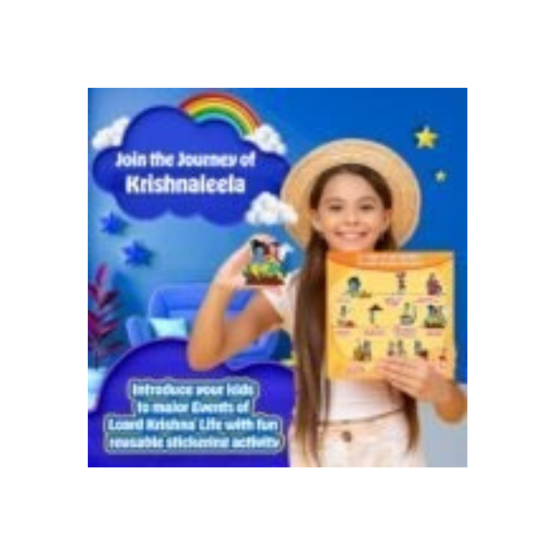 Kreeda Krishnaleela  2-in-1 Board Game for Kids & Adults Reusable Stickering Activity  Lord Krishna Story