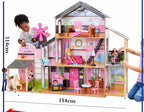 KidKraft Windmill Elevator 2-in-1 Wooden Barn & Dollhouse with Horse and Lights & Sounds, Over 3 Feet Tall