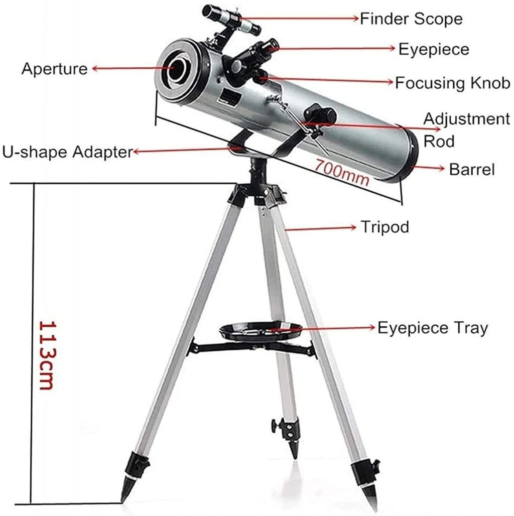 F70060 Astronomical Refractor Telescope 700mm Focal Length with 60mm Aperture & 113cm Adjustable Tripod
