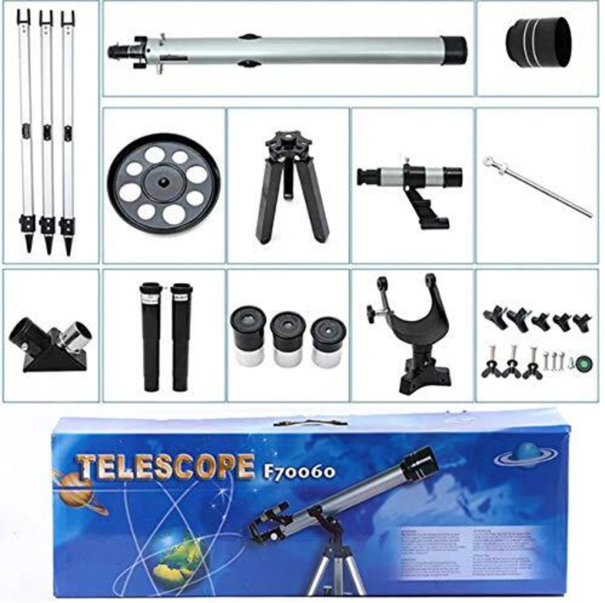 F70060 Astronomical Refractor Telescope 700mm Focal Length with 60mm Aperture & 113cm Adjustable Tripod