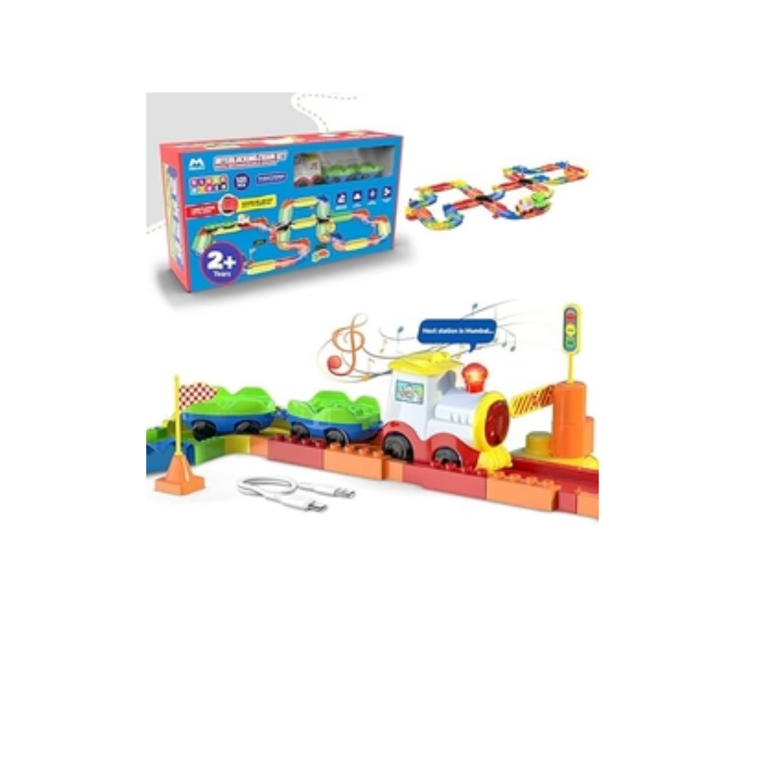 Mirana Block Rider Toy Train Set for Kids - Colorful Track Set 131Pcs