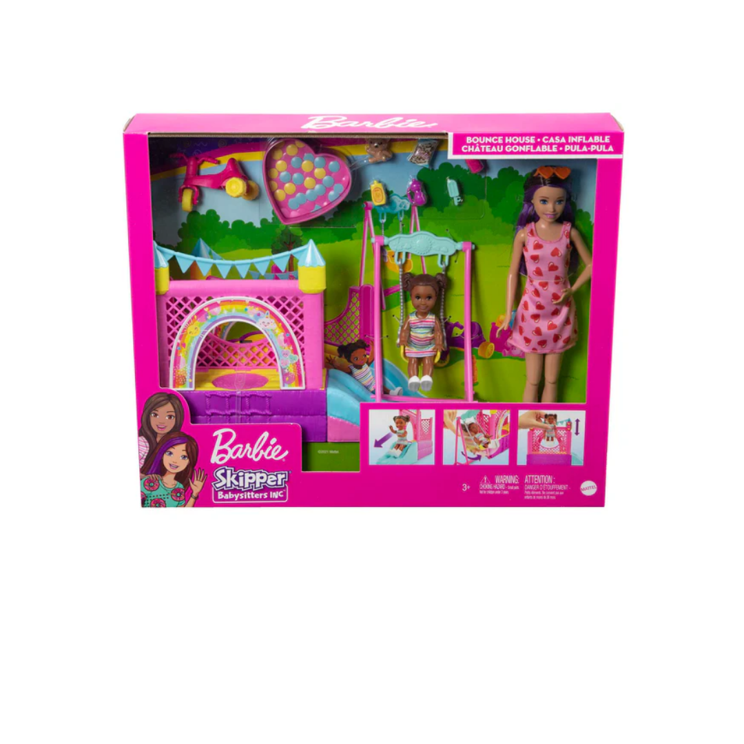 Mattel Barbie Skipper Babysitters Inc. Bounce House Playset With Dolls & Accessories