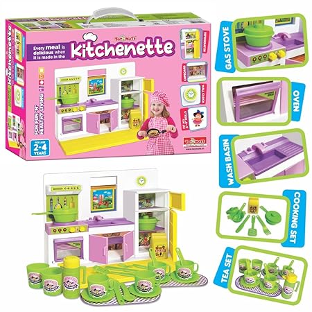 Toymate Kitchen Set for Kids Girls with Pots n Pans and Cooking