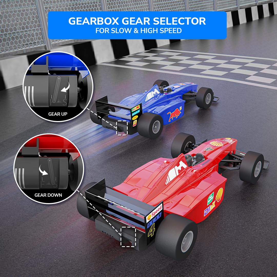 Mirana F1 Super Car USB Rechargable Type-C in-Built Bluetooth Speaker 1:12 Size High-Speed Dual Motor Formula 1 RC Car Long Range Remote & App Controlled