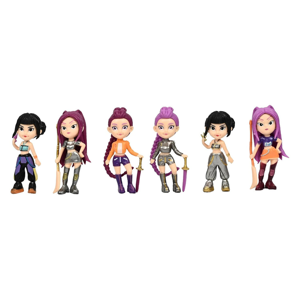KPOP Demon Hunters Action Figure Set – (8cm) Anime Style Character Toy Collection for Kids (6 piece Set + Accessories)