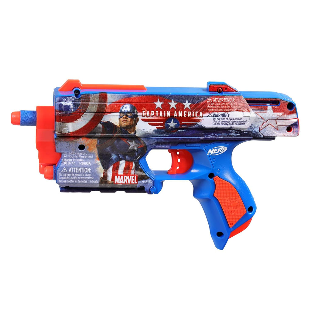 Hasbro Nerf Marvel Captain America Dart Blaster, 10 Nerf Elite Darts