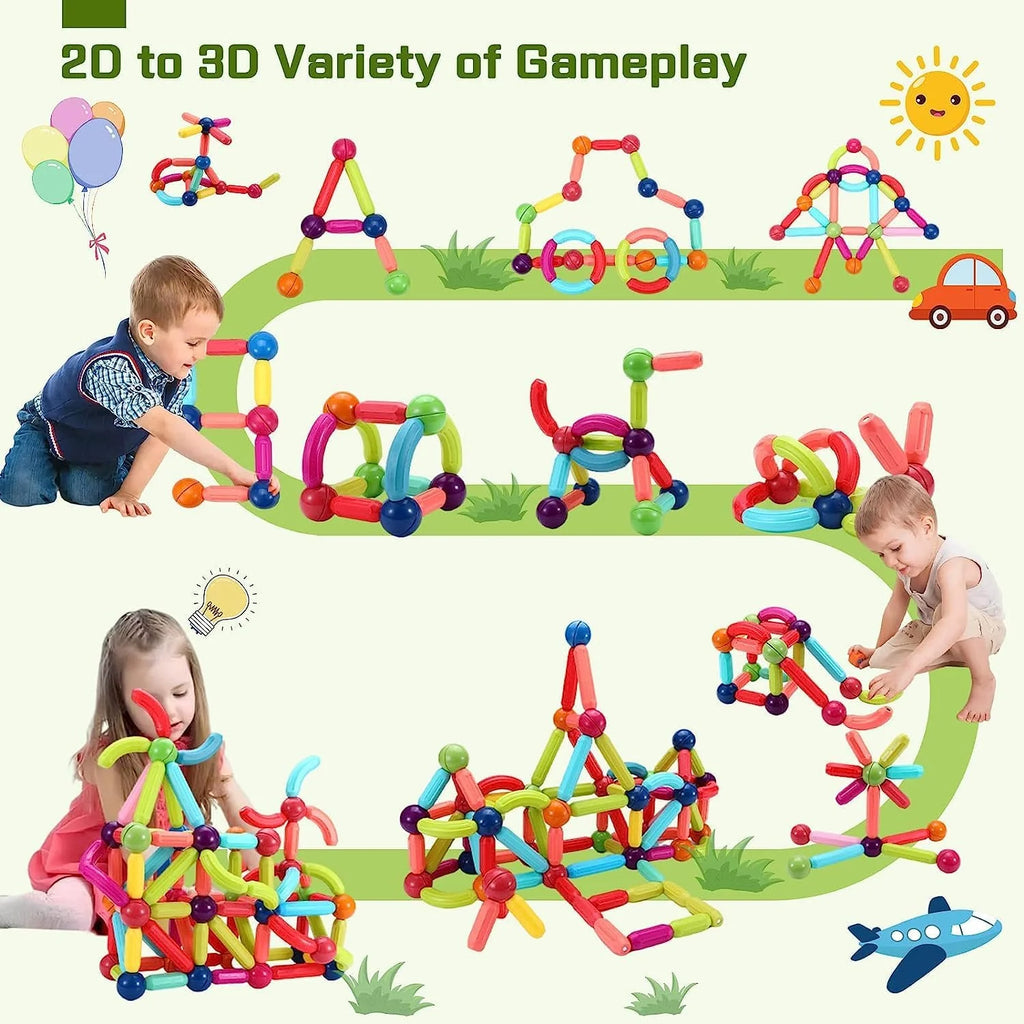 Chanak 76 Piece Magnetic Funny Creations Building Stick & Ball Blocks