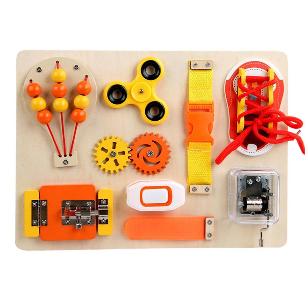 Rainbow Toys Wooden Busy Board Wooden Sensory Toy