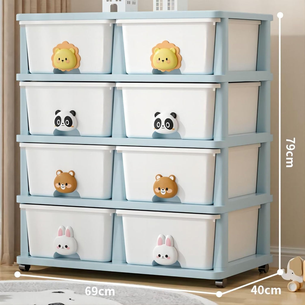 Versatile 4 Lyer Rolling Storage Rack with 8 Drawer