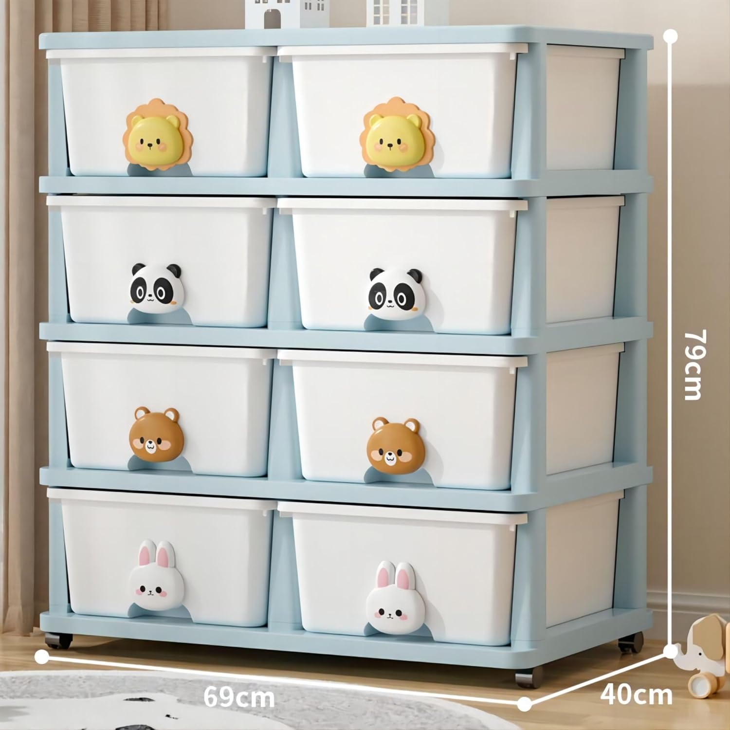 Versatile 4 Lyer Rolling Storage Rack with 8 Drawer