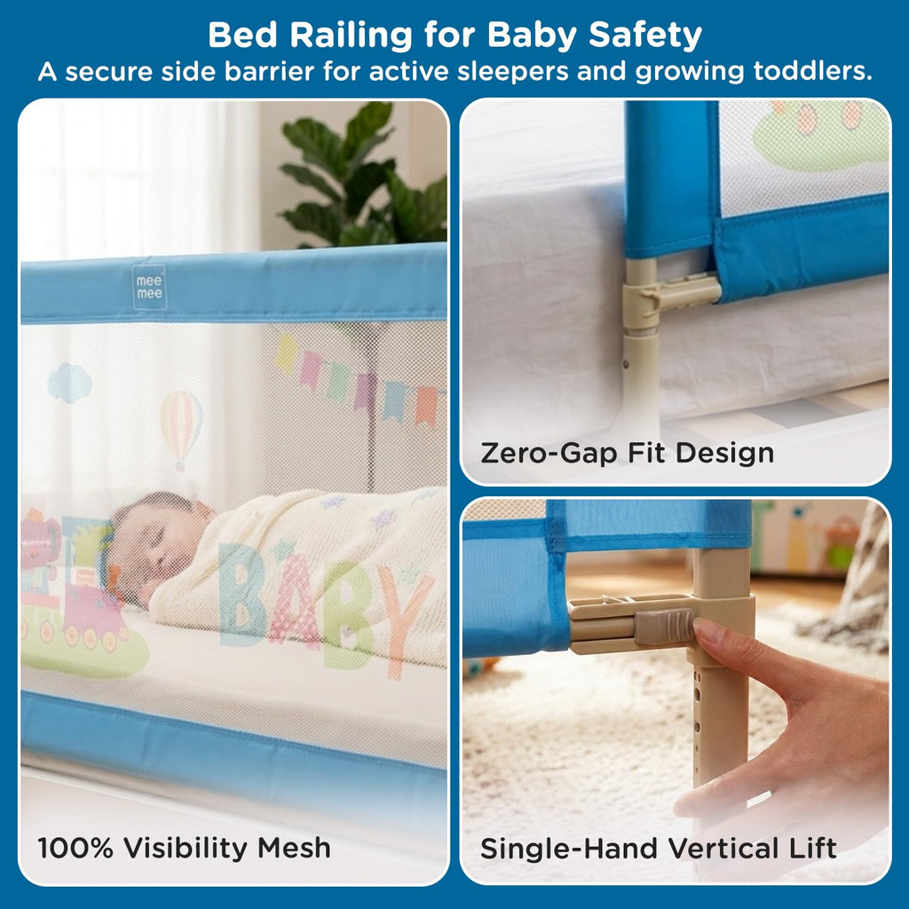 Mee Mee Bed Rail Guard 6 ft (180 × 72 cm) Adjustable Safety Rail for Babies Elephant Print
