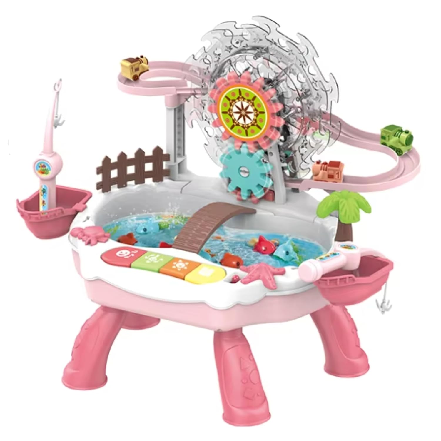 Lumo Musical Fishing Game Toy with Slideway, Rotating Ferris Wheel, Lights & Music