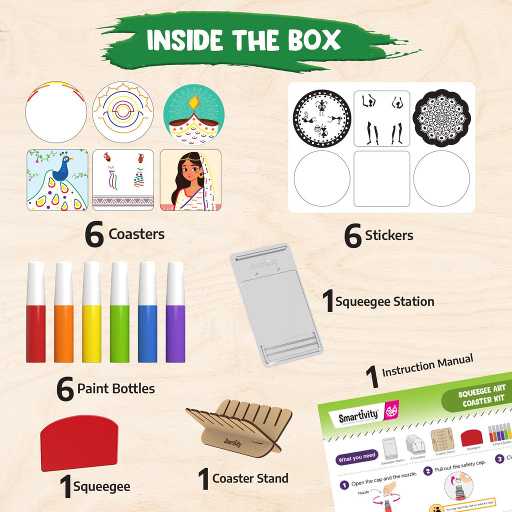 Smartivity Squeegee Art Coaster Kit for Kids