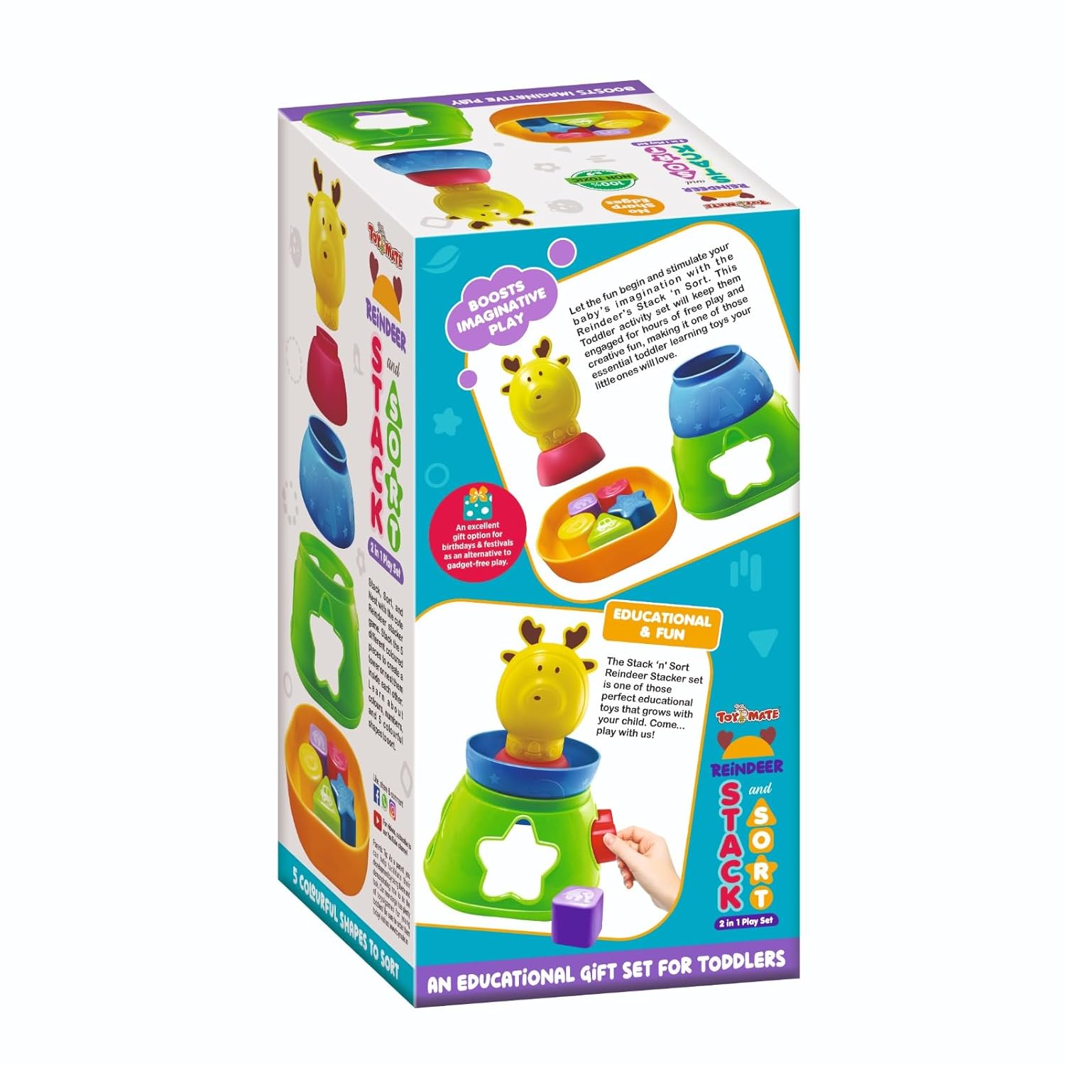 ToyMate Reindeer Stack-N-Sort 2 In 1 Play Set