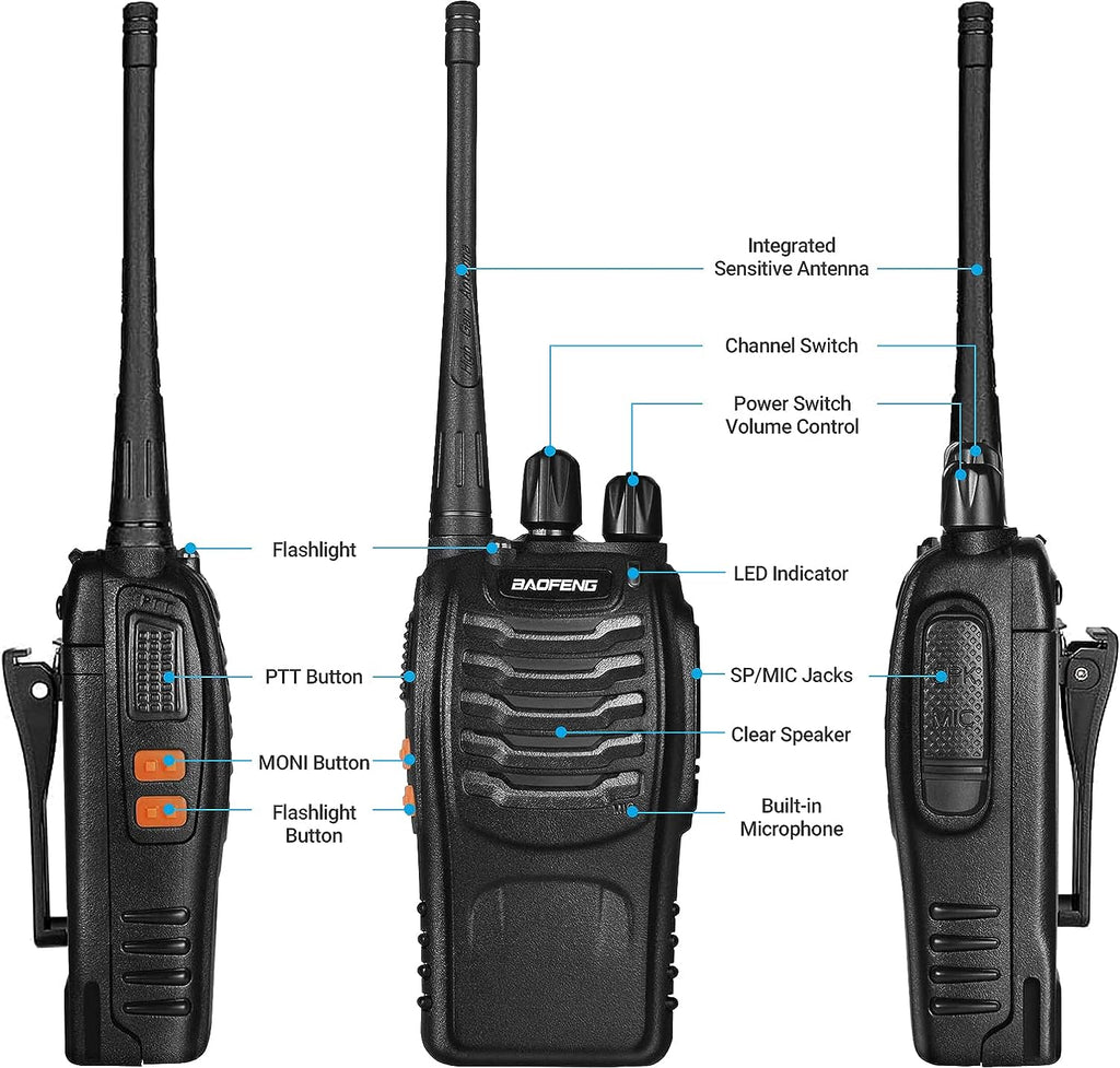 Baofeng Walkie Talkies BF-888S Rechargeable Two-Way Radios for Adults