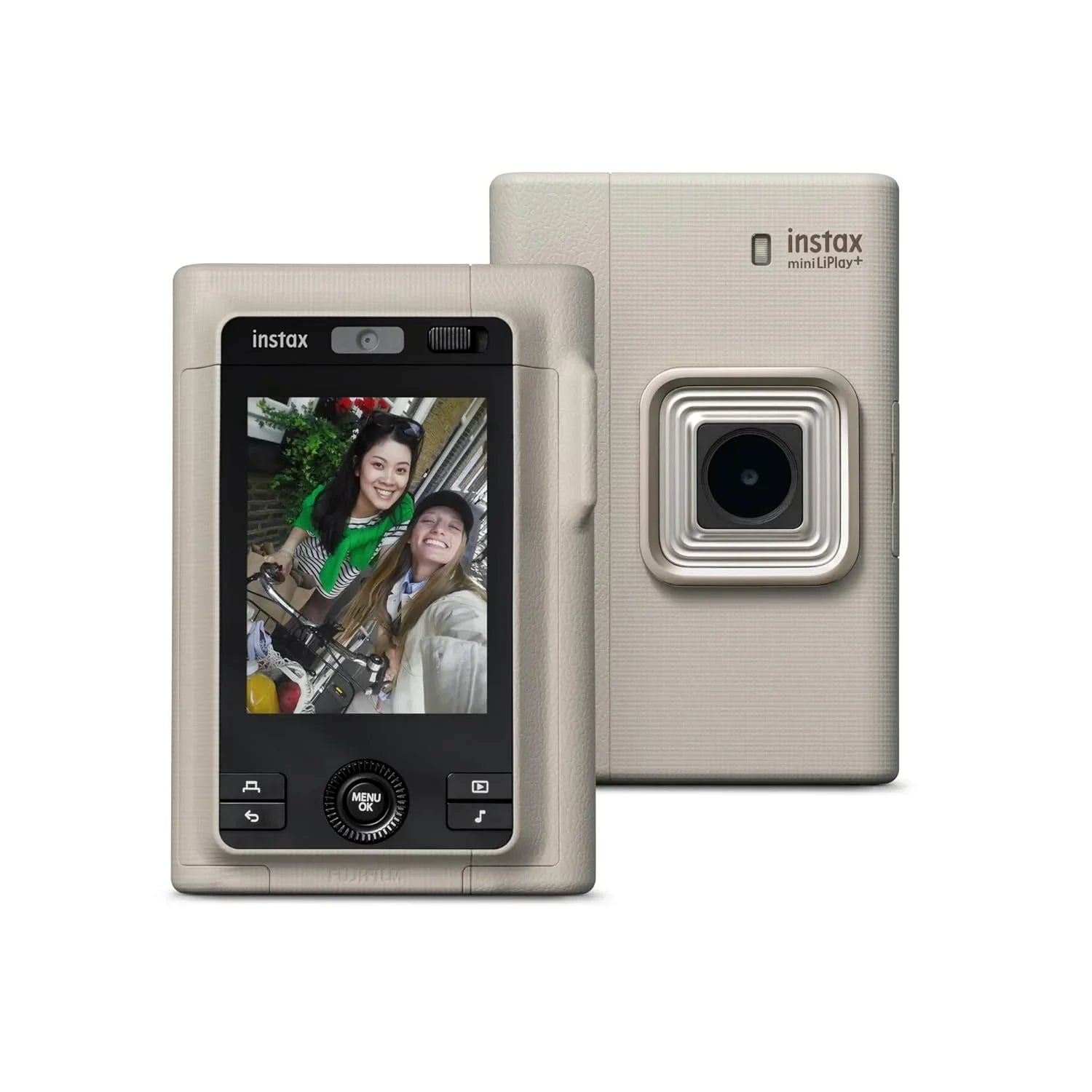 Fujifilm Instax Mini LiPlay+,  Sand Beige Hybrid Instant Camera with Bluetooth & Sound Capture