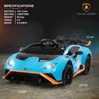 Licensed Lamborghini STO 12V Battery Operated Ride-On Car for Kids | Dual Motor | Blue
