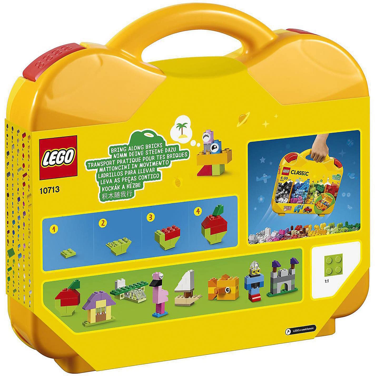 LEGO 10713 Classic Creative Suitcase, Toy Storage, Fun Colourful Basic Building Bricks for Kids, Multicolor (213 pieces)