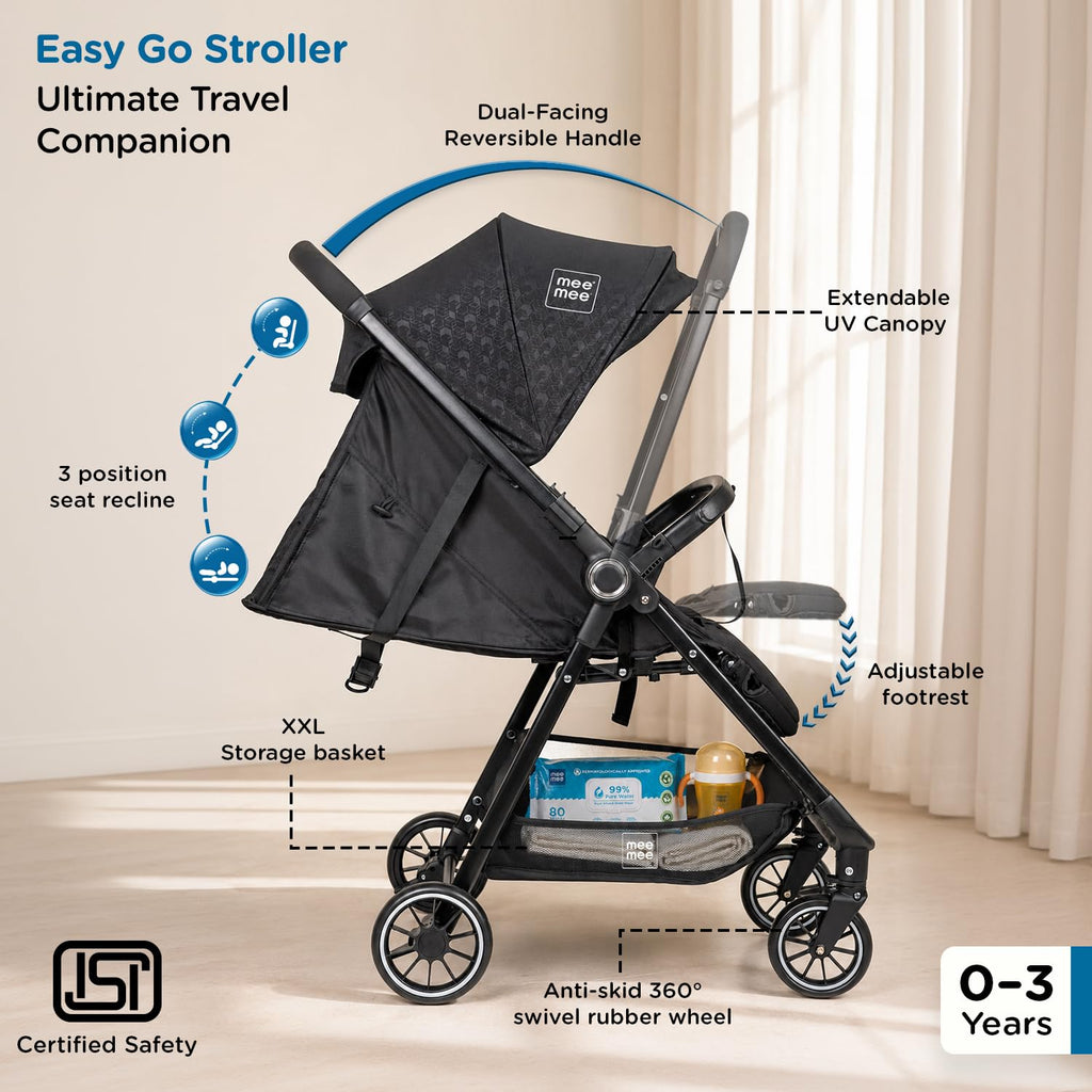 Mee Mee Easy Go Baby Stroller Black