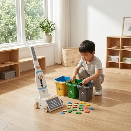Rainbow Toys Pink Wooden Vacuum Cleaner Toy