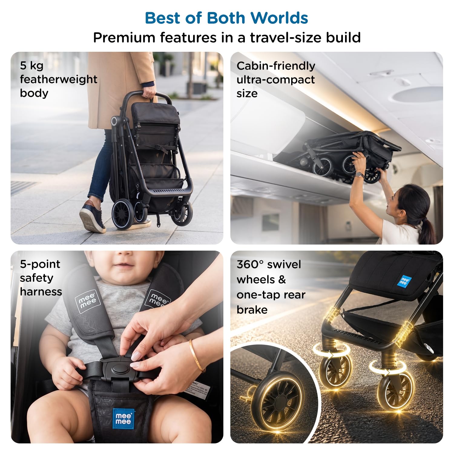 Mee Mee Easy Go Baby Stroller Black