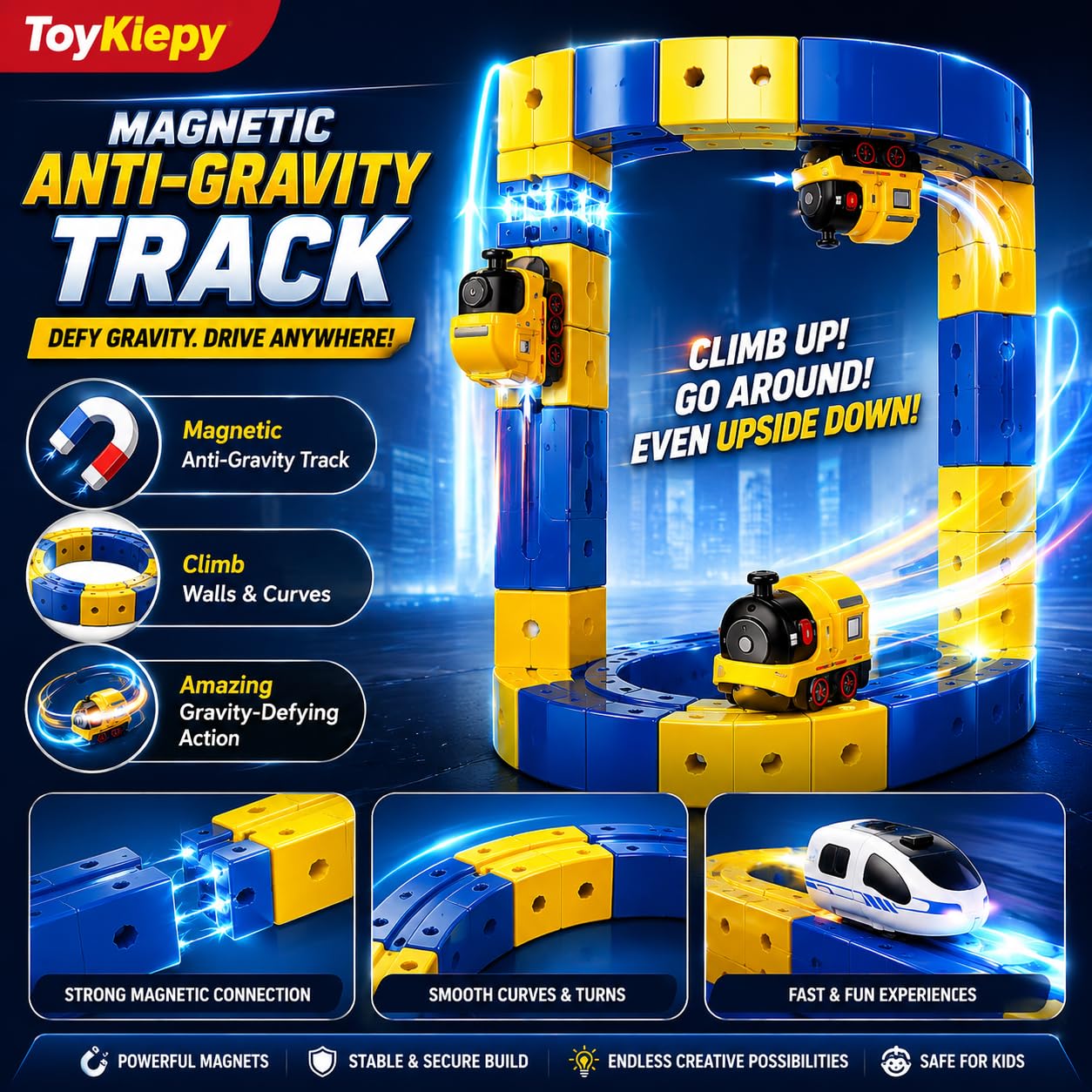 Magnetic Building Block Track Car Set DIY Construction Racing Track
