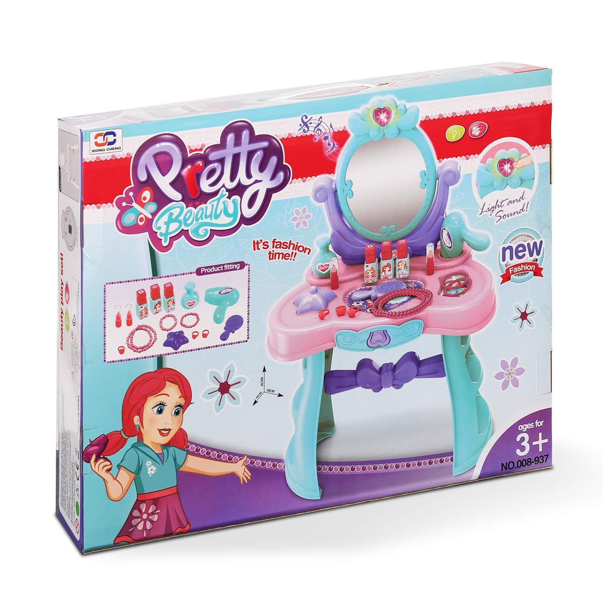 Xiong Cheng Girls Pretend Play Lovely Dressing Table Set with Music and Lights