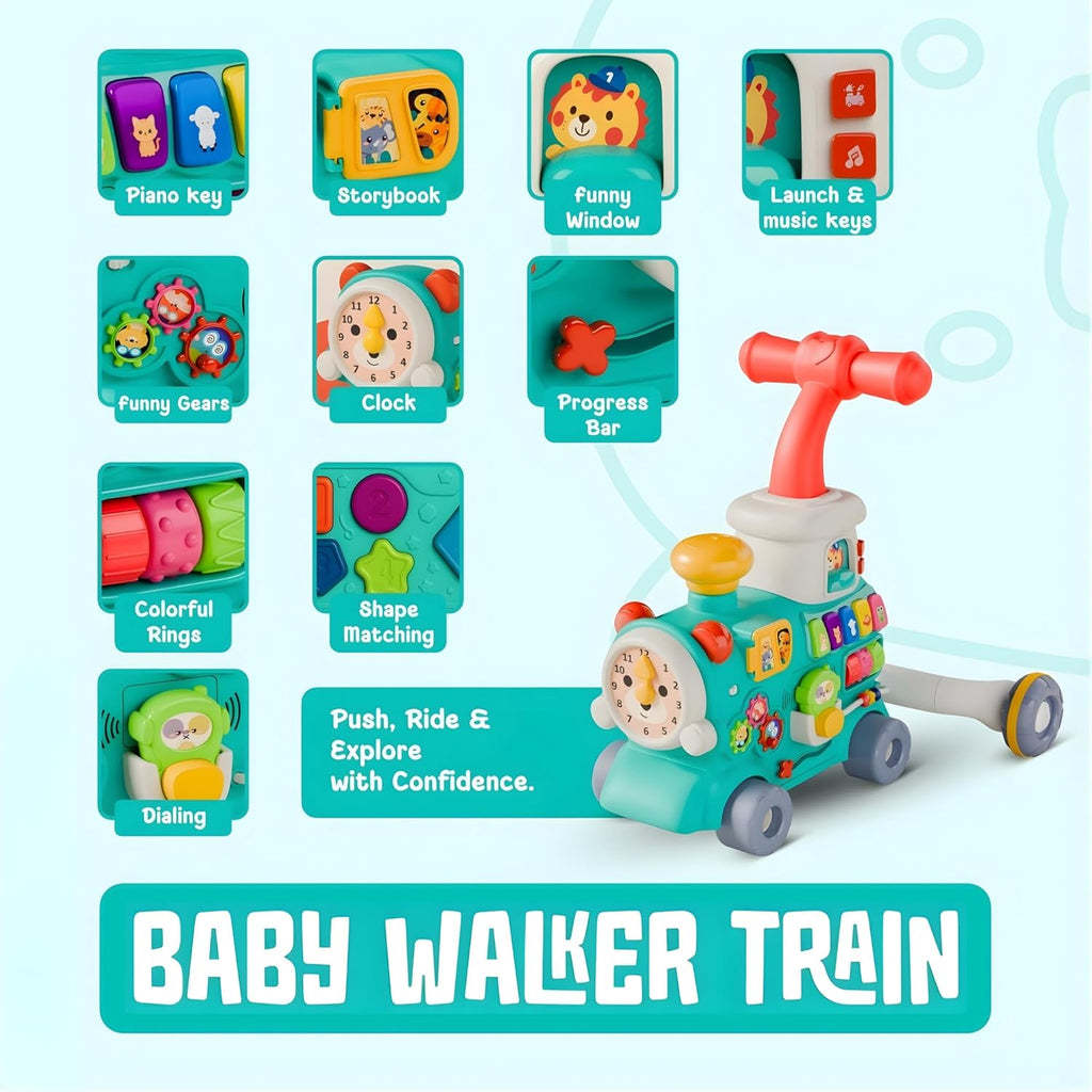 Rainbow Toys Multifunctional -5 in 1 Baby Walker Train Toy with Musical Activity Assorted Color