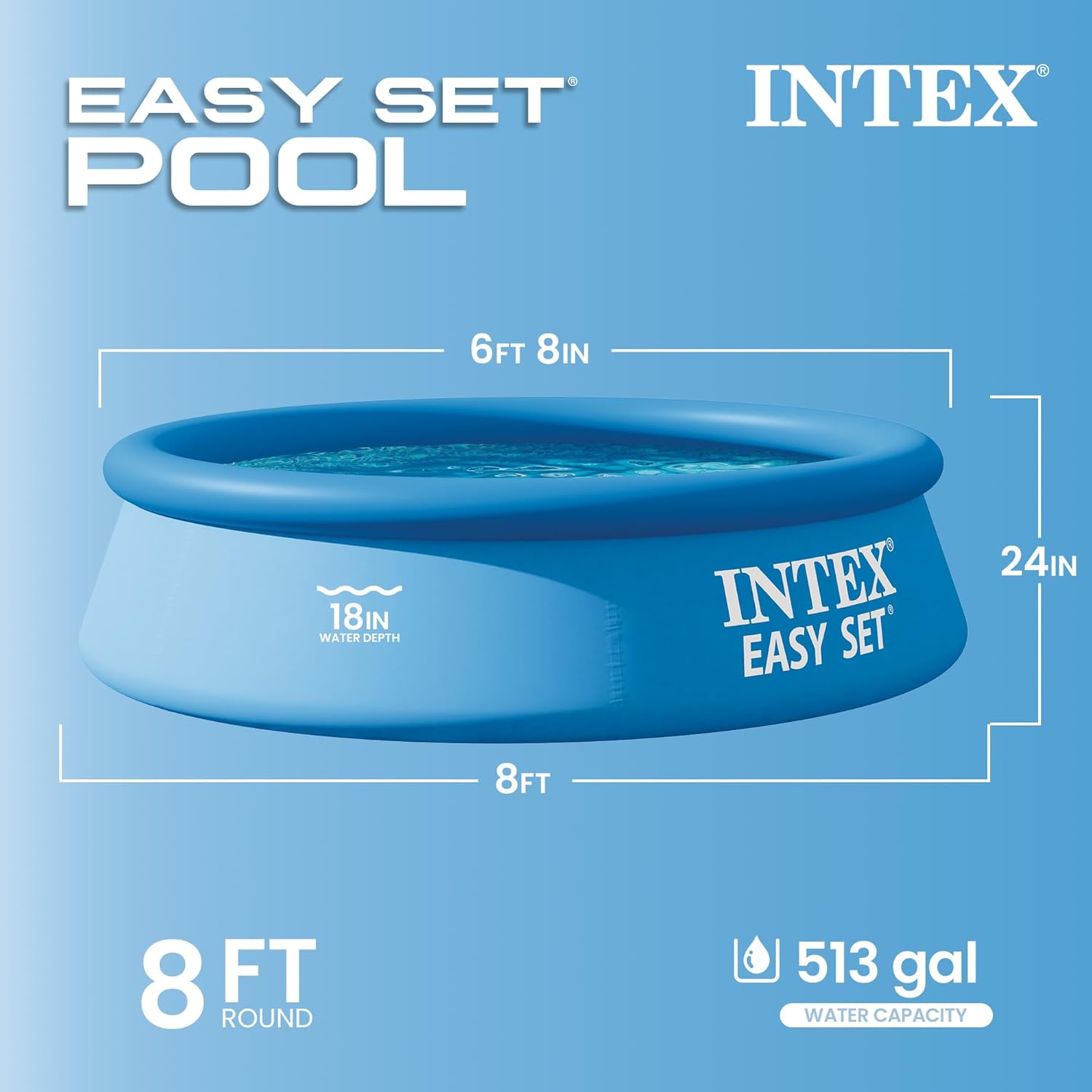 Intex 28106-8Ft X 24 Inch (H) Easy Set Inflatable Puncture Resistant Circular