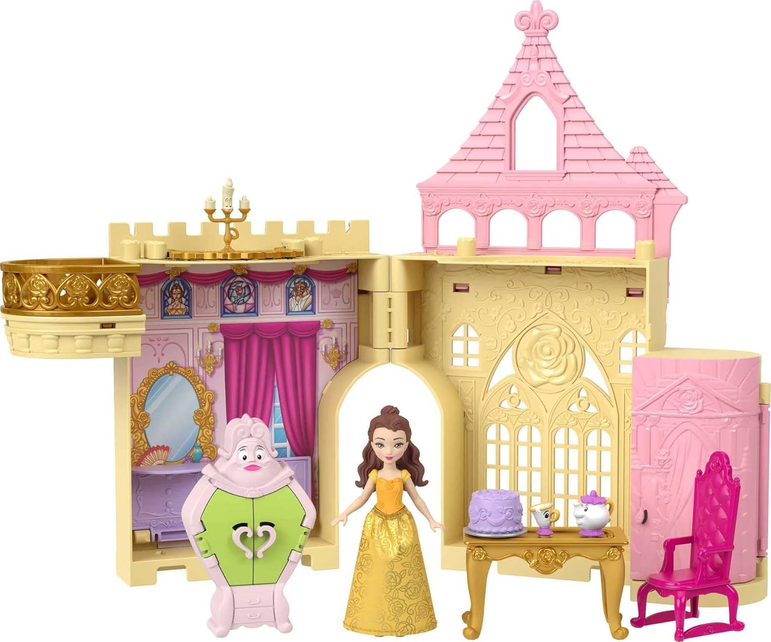 Mattel  Disney Princess Belle's Stacking Castle with Small Doll & Acessories