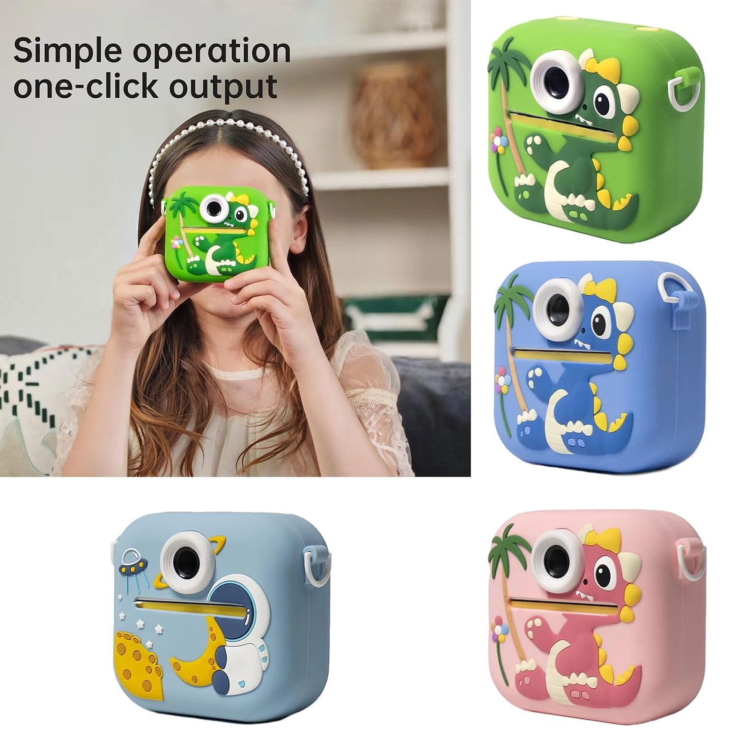 Rainbow Toys Print Camera Dinosaur Shape Instant Photo Printer For Kids assorted Color