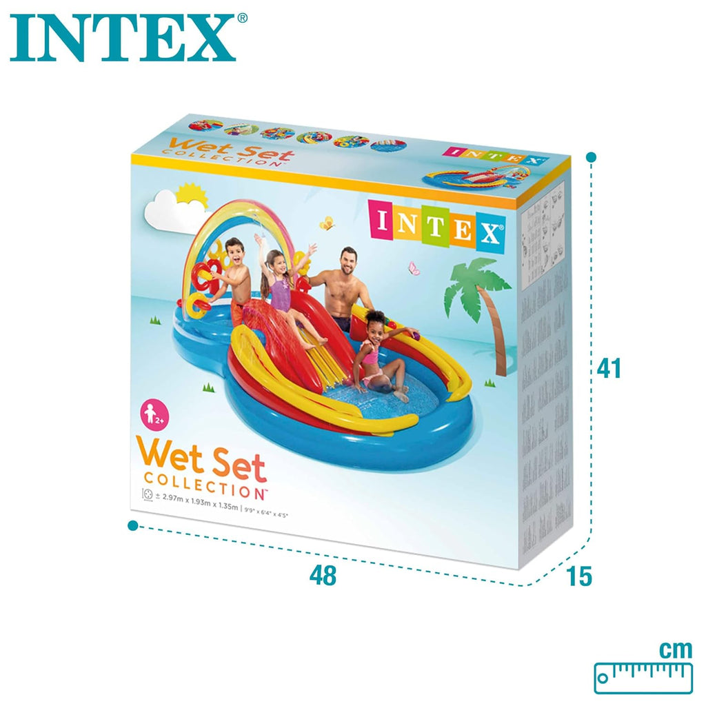 Intex Inflatable Rainbow Ring Water Play Centre, Multi Color Swimming Pool