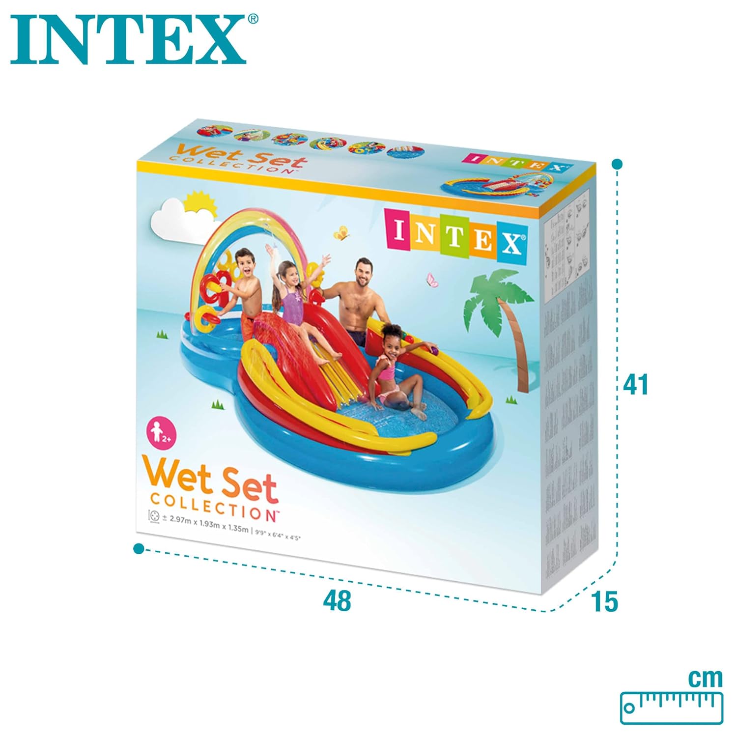 Intex Inflatable Rainbow Ring Water Play Centre, Multi Color Swimming Pool