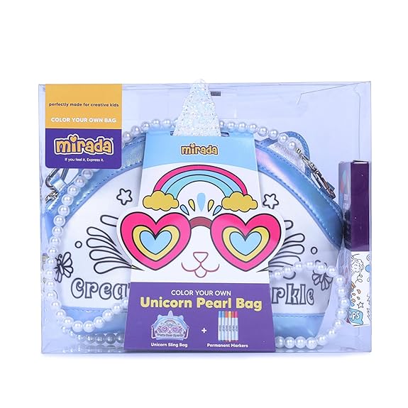 Mirada Unicorn Pearl Slinger Soft Plush Bag Color Your Own Bag
