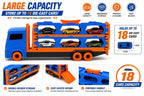 Fold Track Car Transporter Toy Truck with Race Track & 6 Die-Cast Cars