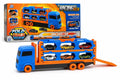 Fold Track Car Transporter Toy Truck with Race Track & 6 Die-Cast Cars