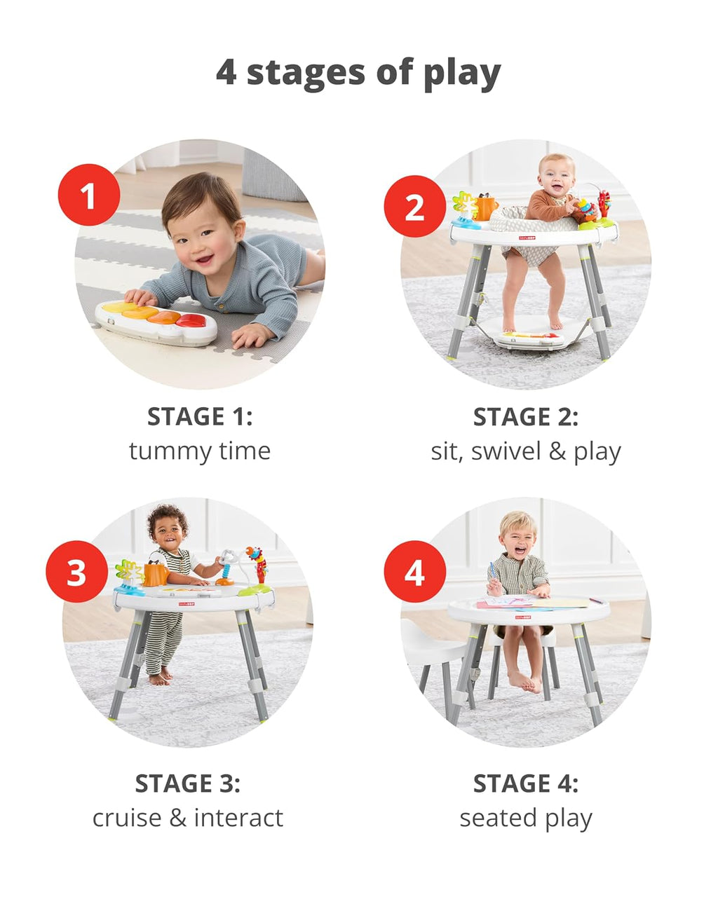 Skip Hop Explore & More Baby’s View 3-Stage Activity Center – Sit, Swivel, Bounce & Play Table | 4M+