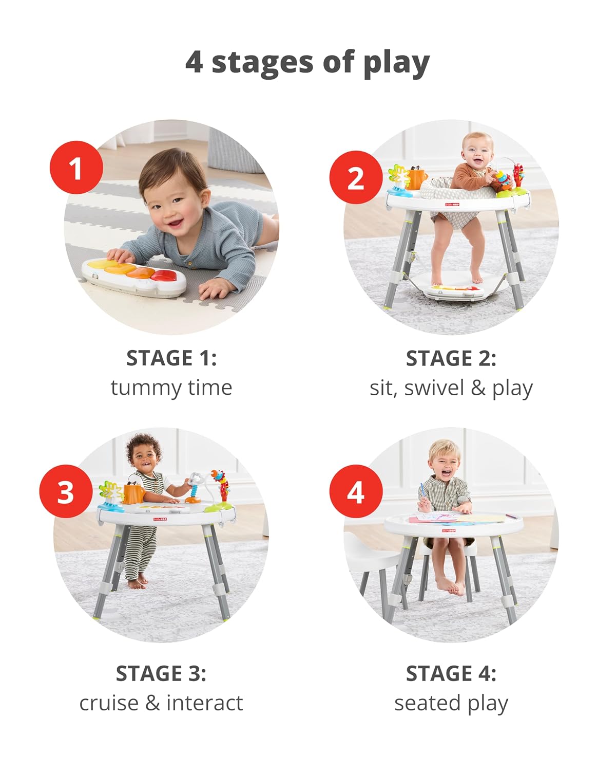 Skip Hop Explore & More Baby’s View 3-Stage Activity Center – Sit, Swivel, Bounce & Play Table | 4M+