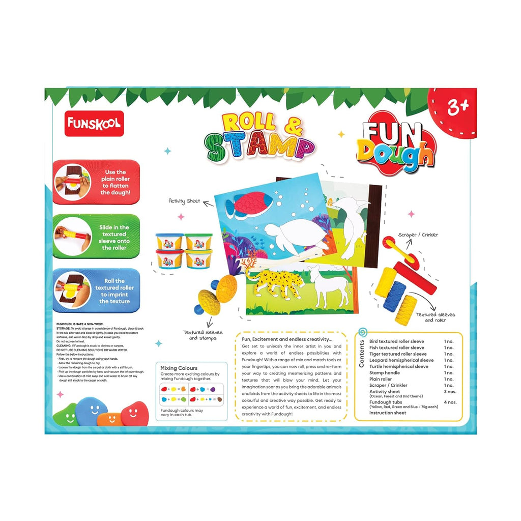 Funskool Roll over image to zoom in Funskool Fundough Playset Roll and Stamp