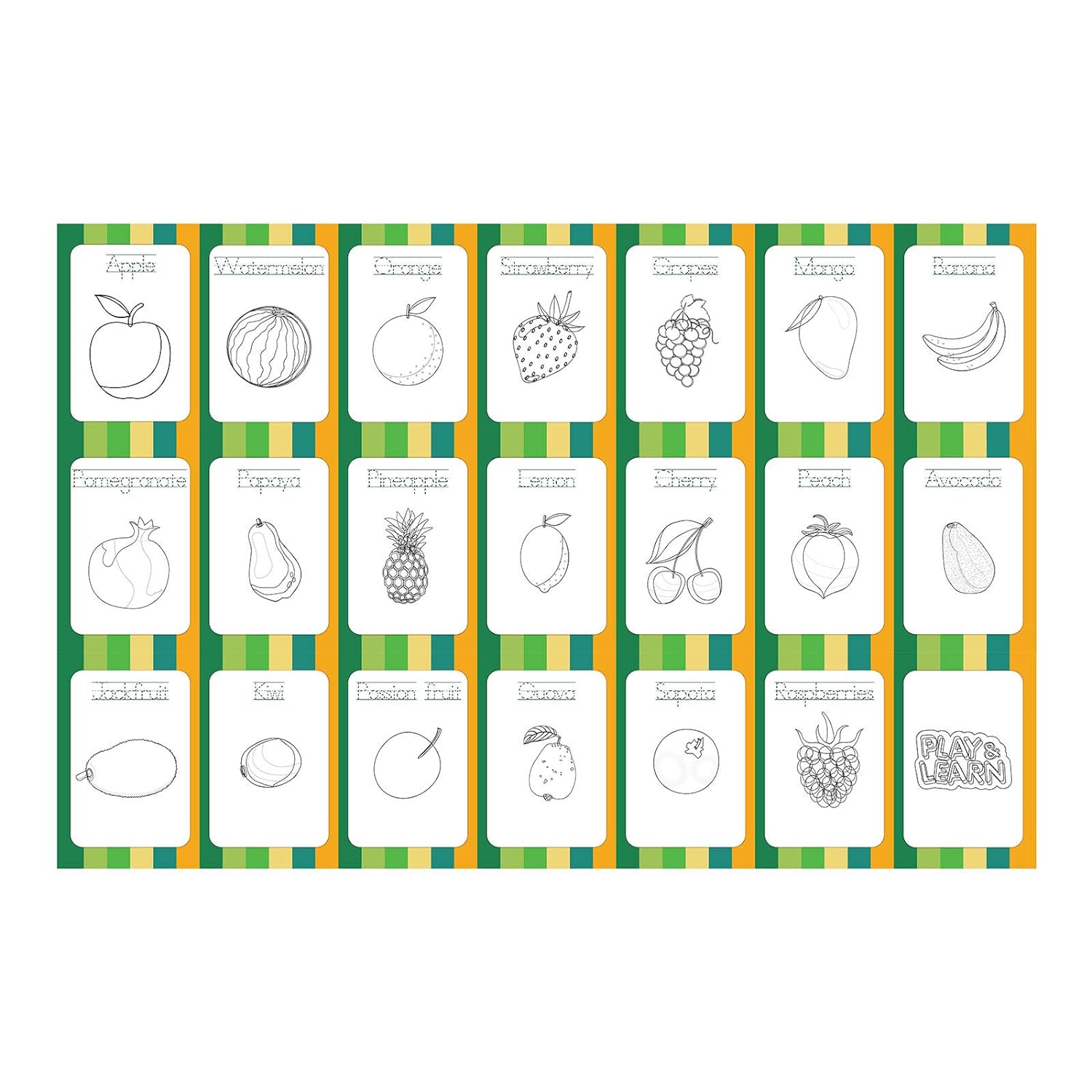 Funskool Play Learn Fruits,Educational 21 Pieces Flash Cards