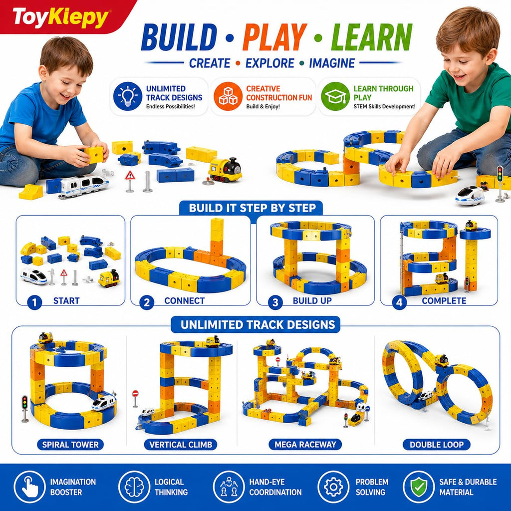 Magnetic Building Block Track Car Set DIY Construction Racing Track