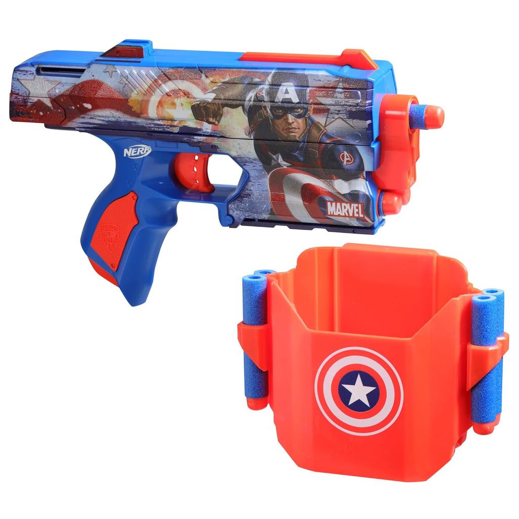 Hasbro Nerf Marvel Captain America Dart Blaster, 10 Nerf Elite Darts