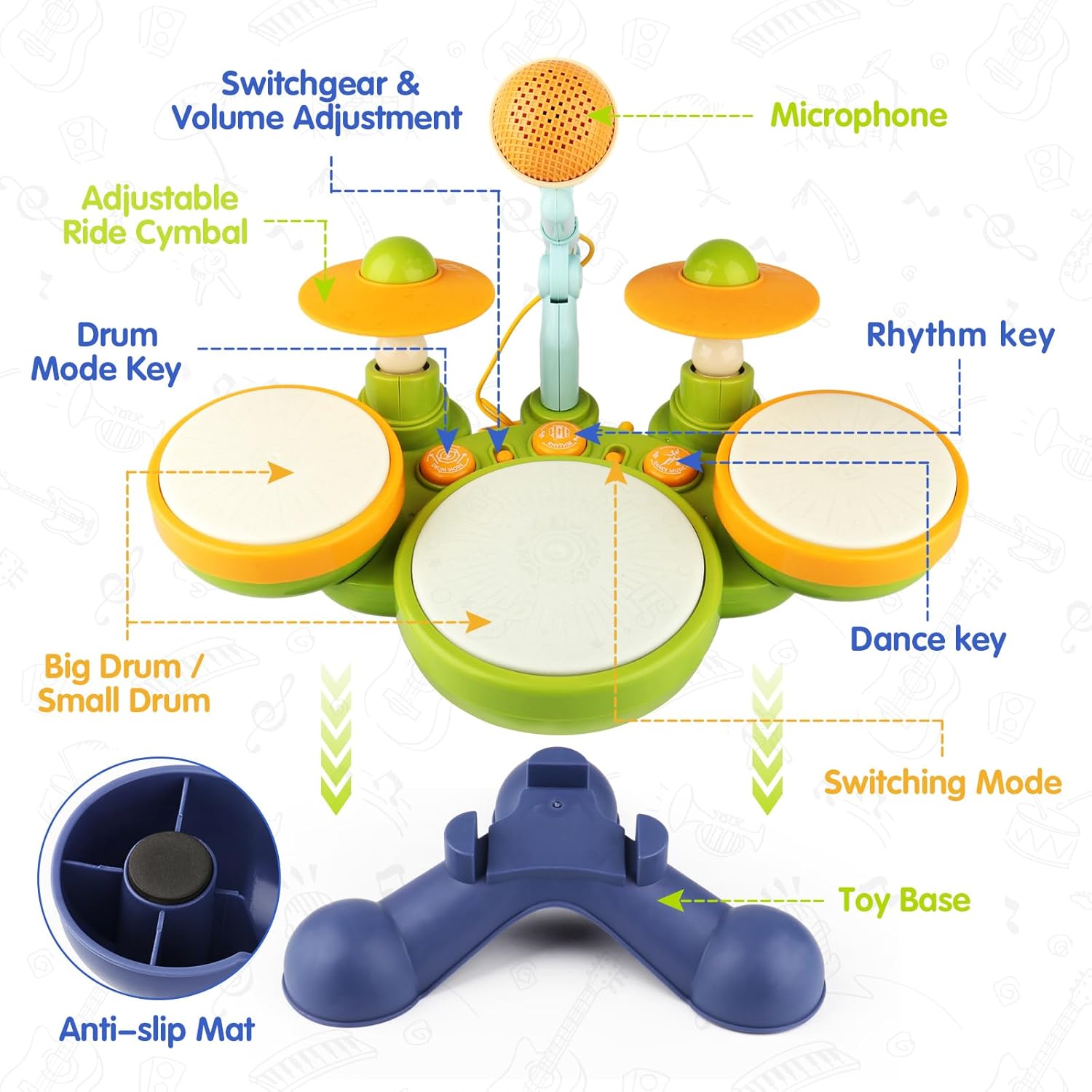 Rainbow Toys Educational Music Jazz Drum