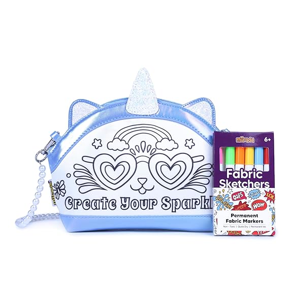 Mirada Unicorn Pearl Slinger Soft Plush Bag Color Your Own Bag