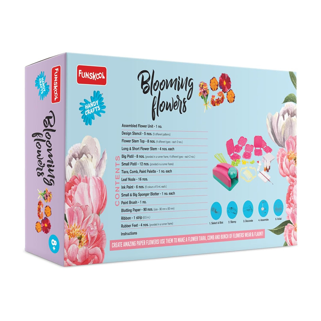 Funskool Handycrafts Blooming Flowers, Paper Flower Making kit, Make Real Looking Paper Flowers,Art and Craft Kit,