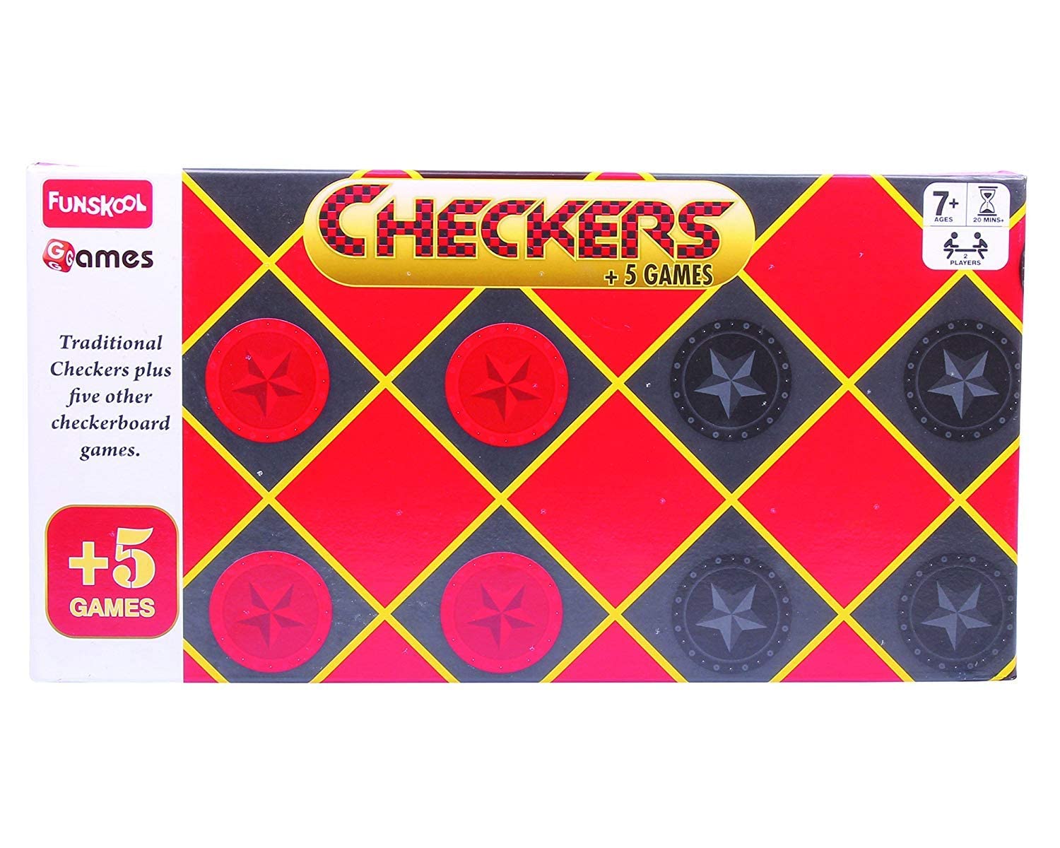 Funskool Games Checkers Plus 5, 5 in 1 checkers board games