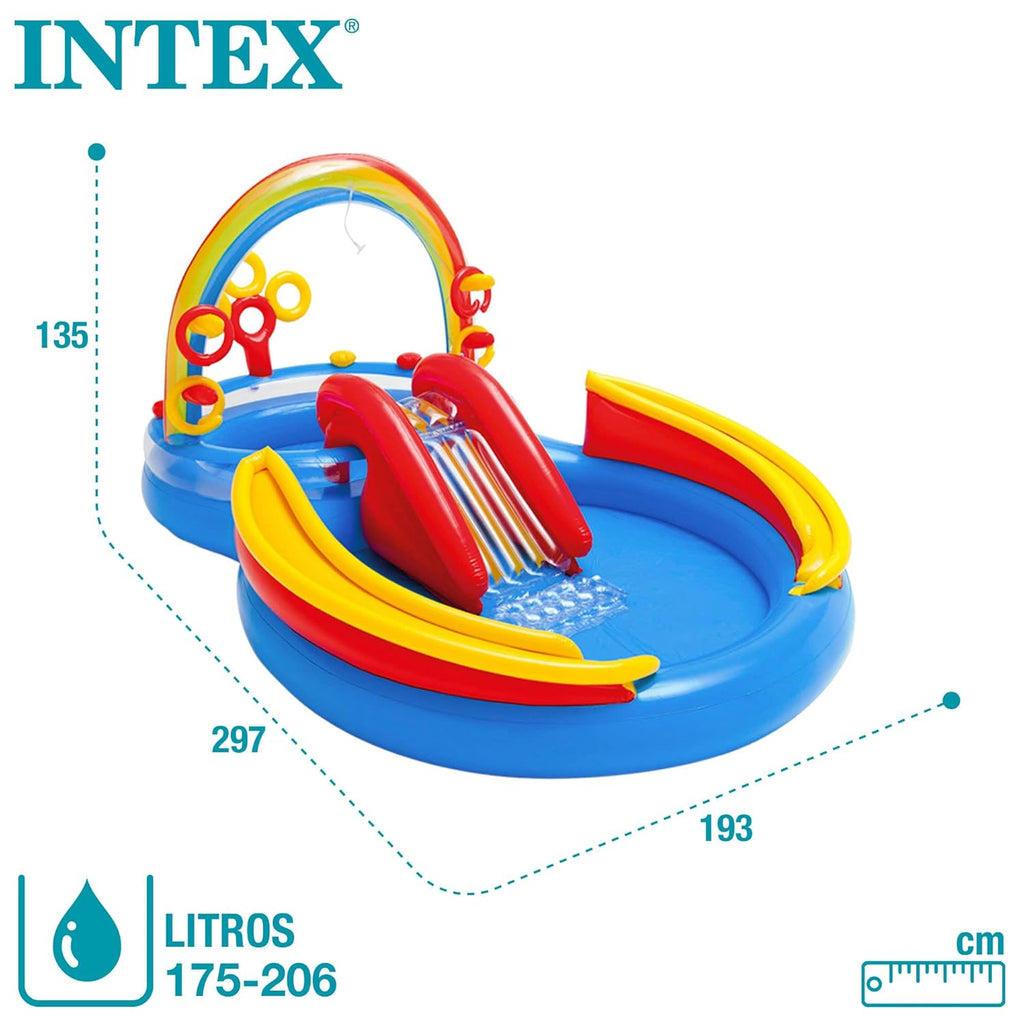 Intex Inflatable Rainbow Ring Water Play Centre, Multi Color Swimming Pool